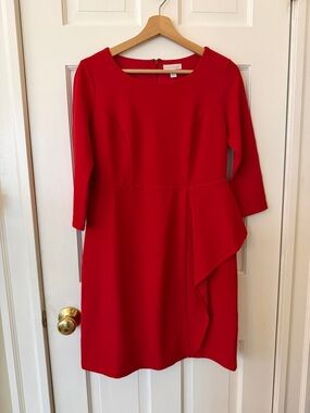 Charter Club Red Sheath Dress with Ruffle Detail
